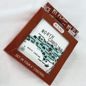 New Boxed Set of 4 North Carolina Map Coasters Tiles Cork Backs My Place Gift